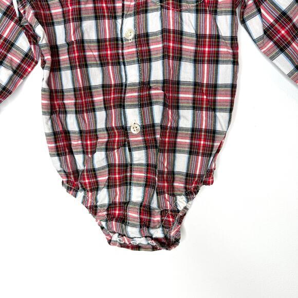 Carter's Baby Boy Plaid Button Down Shirt One Piece Set Red Blue Size 9 Months - Picture 10 of 13
